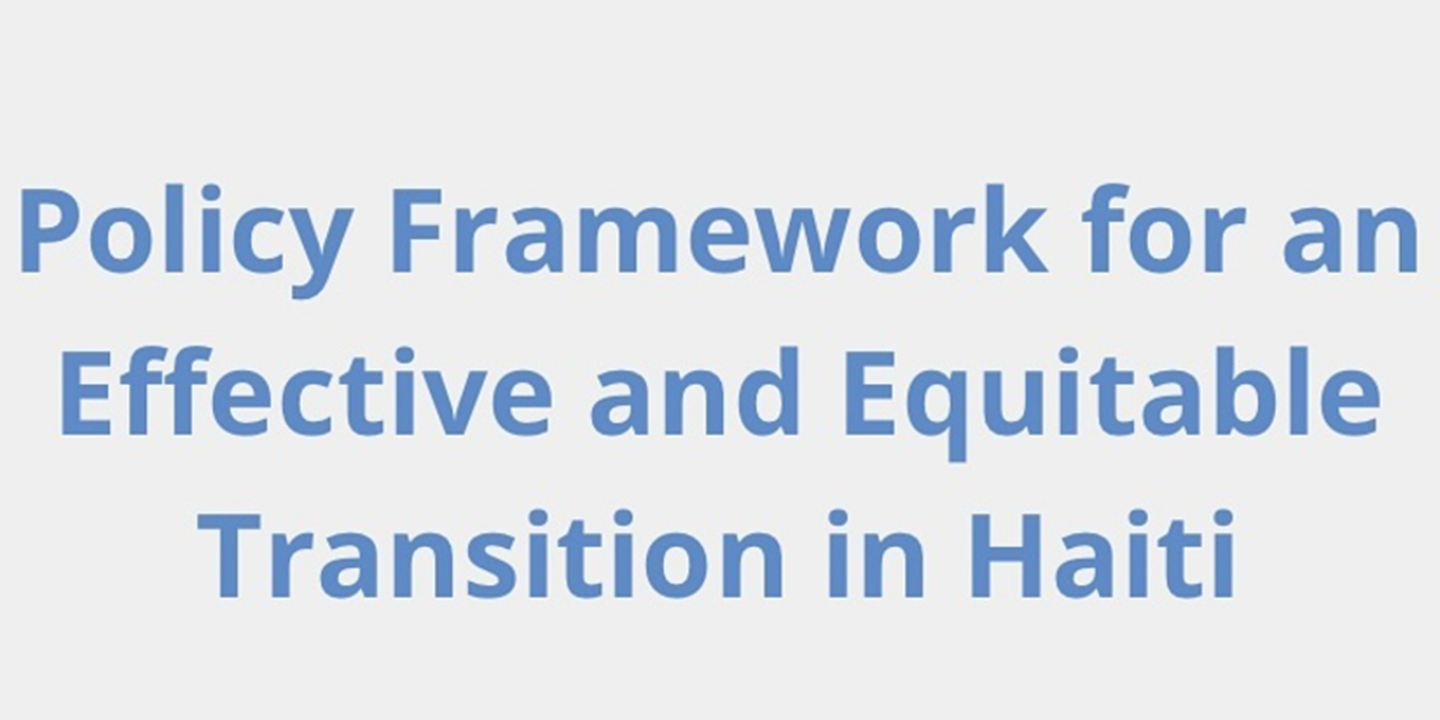 Policy Framework for an Effective and Equitable Transition